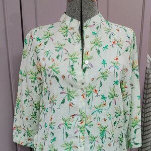 Vicci Brand, Size 42 Linen Dress, Tropical Pattern